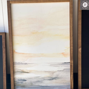 Sunrise Watercolor Light Oak Wood Wall Art 8x12"