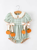 Fall Plaid Pumpkin Bow Romper