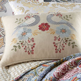 Angelica Linen Bird Embroidered Pillow
