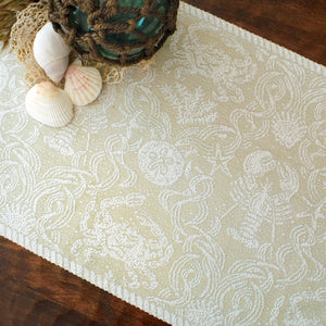 Coastal Beach Crab Damask Placemat Set of 4