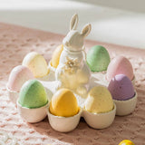 Bunny Figurine 9 Count Fine Porcelain Egg Basket Tray