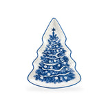 Blue Holly Christmas Tree Ceramic Serving Tray