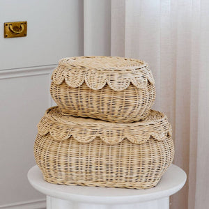 Handmade Flora Rattan Scallop Baskets