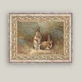 Bunnies Framed Antique Art: 7x5
