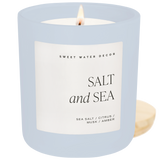 Salt and Sea 15 oz Soy Candle (Blue)