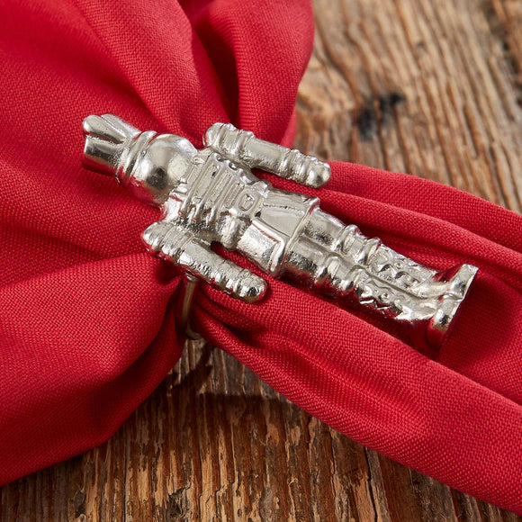 Silver Nutcracker Napkin Ring Set