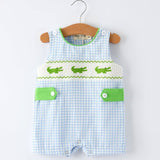 Baby Boys Summer Crocodile Embroidered Smocked Romper