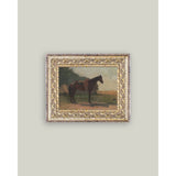 Saddled Horse Framed Antique Art: 10x8