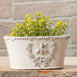 Embossed Bee Crest Cement Planter