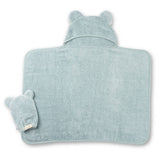 Hooded Towel + Wash Mitt Set in Fog Blue
