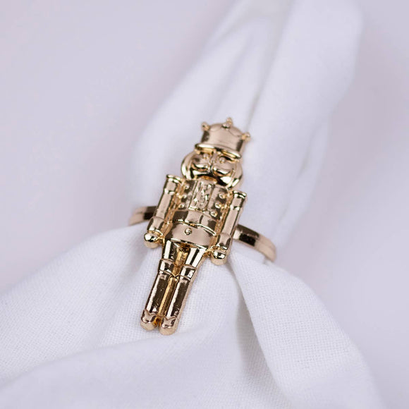 Gold Nutcracker Napkin Rings (Set of 4)