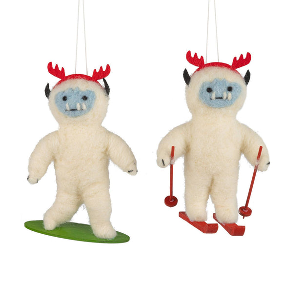 Felt Snow Sport Yeti Ornament