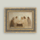 Neutral Nativity Framed Antique Art: 7x5