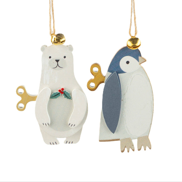 Wood Wind Up Toy Ornaments