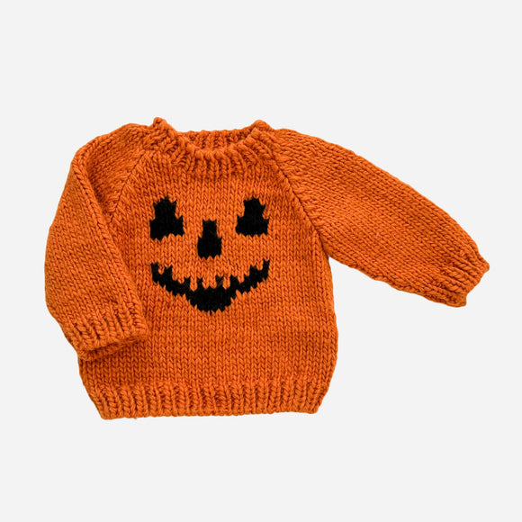 Jack-o-lantern Hand-Knitted Baby Sweater
