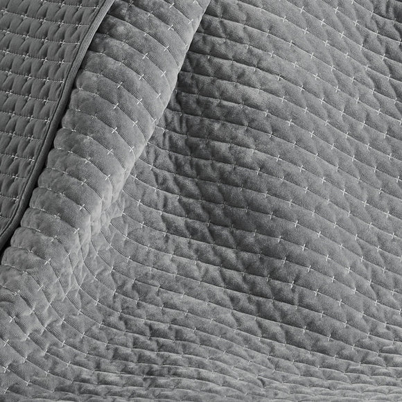 Velvet Stitch Quilted Throw: Grey