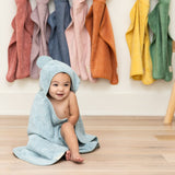 Hooded Towel + Wash Mitt Set in Fog Blue