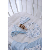Toile De Jouy Newborn Bib & Hat Set in Blue - 0-3 M