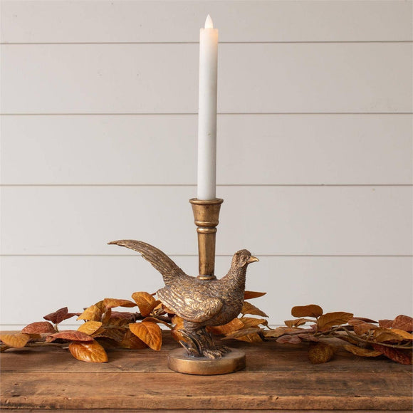 (Set of 2) Gold Tone Pheasant Candle Holder
