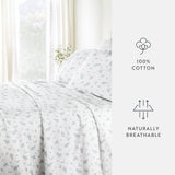 Blue Bouquet Bliss Brushed Cotton Patterned Sheet Set