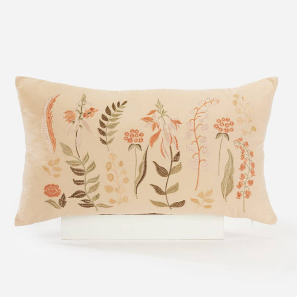 Felicia Embroidered Floral Lumbar Pillow