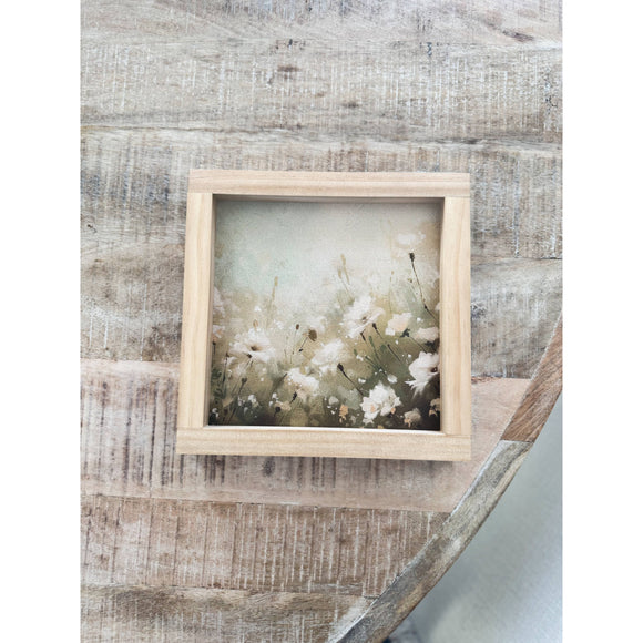 Raelyn Field of Flowers Light Oak Wood Art 9x9