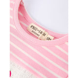 Pink Striped Strawberry Embroidered Smocked Romper