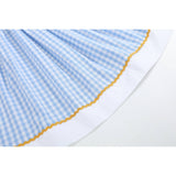 Blue Gingham Sunflower Smocked Bishop Dress