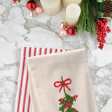 French Knot Mistletoe Flour Sack Towel