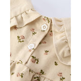 Long Sleeve Apricot Floral Romper with Heart Collar