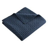 Cross Stitch Quilted Navy Throw