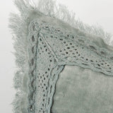 Odette Velvet Lace Pillow in Sage Mist