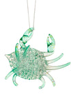 Sparkle Teal Glass Crab Ornament