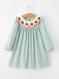 Pumpkin Embroidery Girls Dress