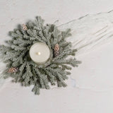 11" Flocked Pine Candle Wreath