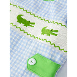Baby Boys Summer Crocodile Embroidered Smocked Romper