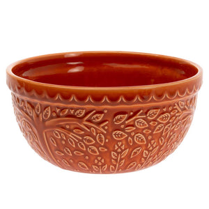 Orange Spice Leaf Embossed Ceramic Bowl