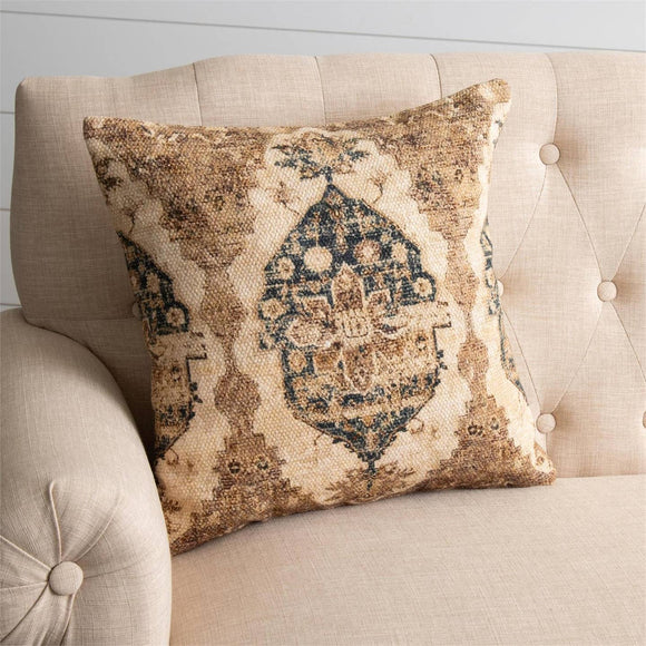 Antique Print Knot Slub Throw Pillow