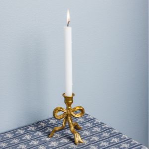 Set of 2 - Gold Metal Tied Bow Candleholder