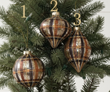Neutral Plaid Sparkle Ornament