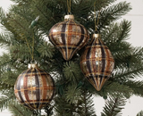 Neutral Plaid Sparkle Ornament