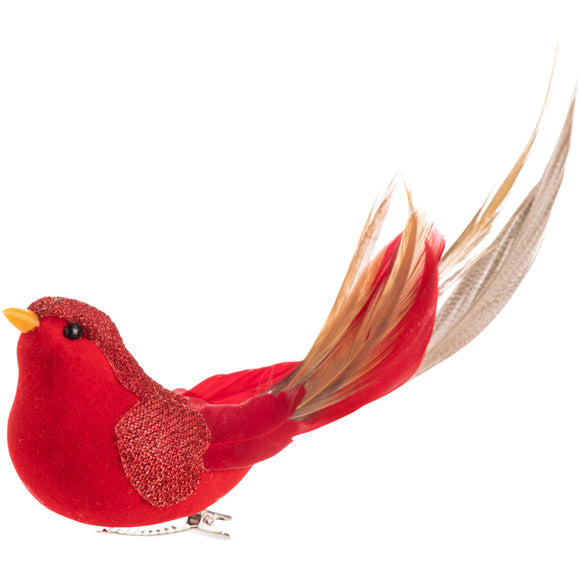 Red Velvet Clip-on Cardinal Ornament