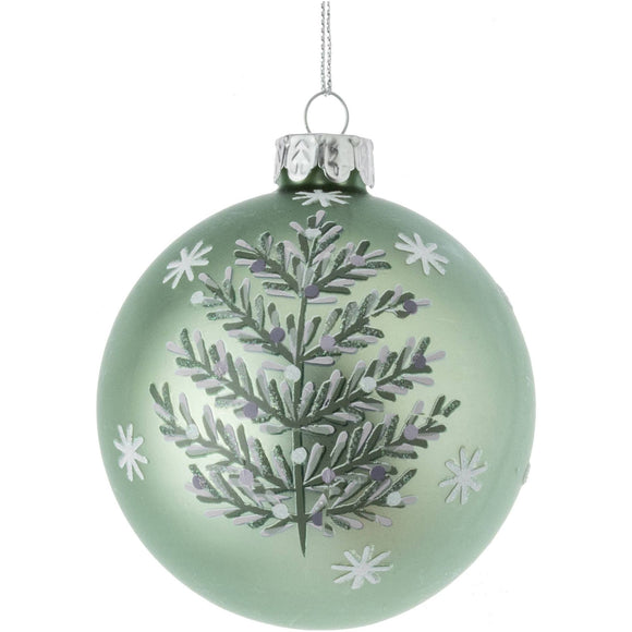 Sage Green Pine Bough Glass Ornament