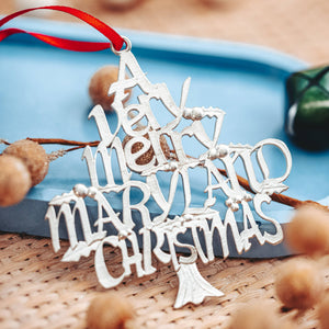 Handcrafted Pewter "A Very Merry Maryland Christmas" Ornament