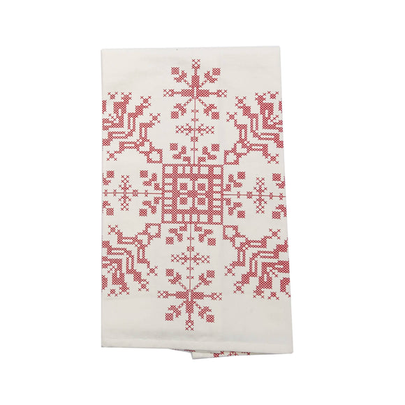 Scandinavian Cross Stitch Snowflake Tea Towel
