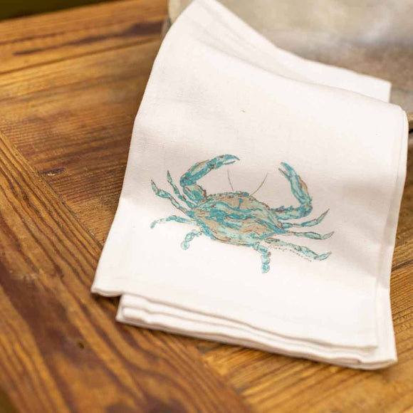 Watercolor Blue Crab Hand Tea Towel