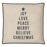 Word Tree Farmhouse Christmas Throw Pillow