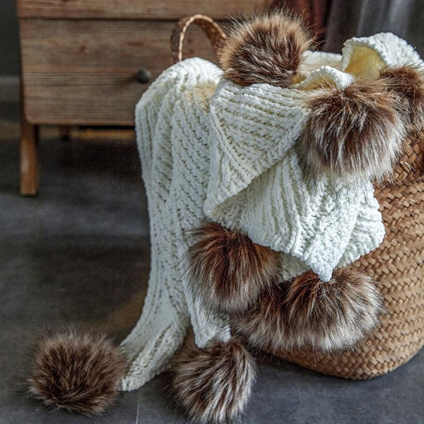 Ugg blanket with pom poms on sale