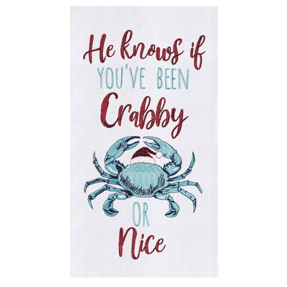 Christmas Crabby Or Nice Coastal Kitchen Towel
