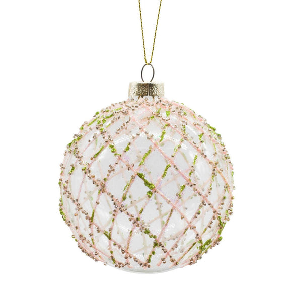 Glittering Roped Lattice Glass Ornament